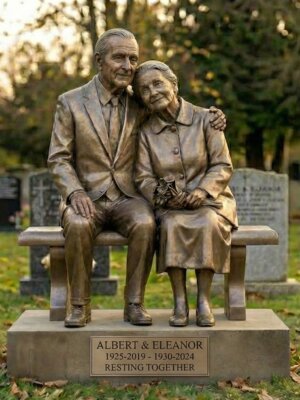 Custom Bronze Couple Memorial Sculpture