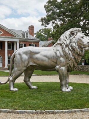 Stainless Steel Lion Sculpture – Life-Size Garden & Estate Statement Piece